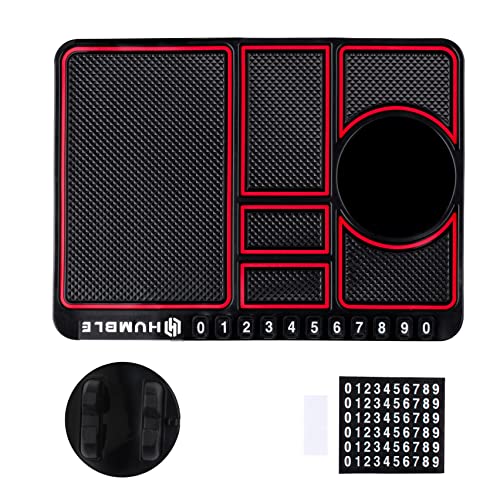 HUMBLE Rubber Car Dashboard Phone Mat with 360 Degrees Rotating Phone Holder, Anti-Slip Mat with Parking Numbers for Coins Keys Cellphone (Black) - Image 3