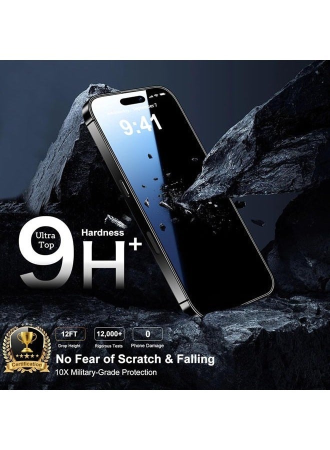 TIGER 2-Pack iPhone 16 Pro Privacy Screen Protector + 2-Pack Camera Lens Protector – Ultra 9H+ Tempered Glass, Anti-Spy, Full Coverage Protection, Scratch & Impact Resistant, HD Clarity, Easy Installation - Image 2
