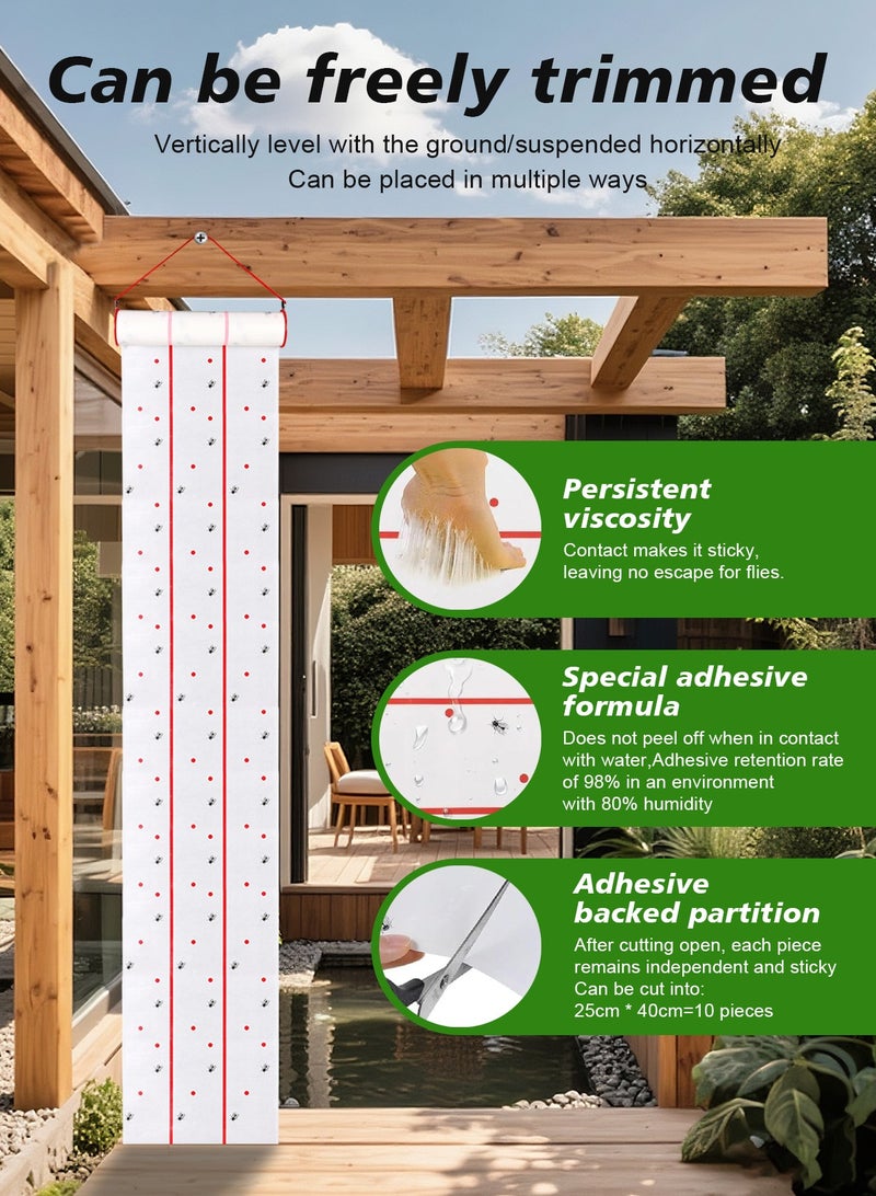 هومار كيت عبوة من قطعتين من لاصقات الغراء للحشرات الطائرة، حل صديق للبيئة لمكافحة الآفات للاستخدام الداخلي، شرائط ورقية لاصقة للذباب، ذبابة البعوض الفعالة، صائد ذباب الفاكهة، مجموعة مصيدة ذباب منزلية آمنة مع خطافات تعليق - Image 4