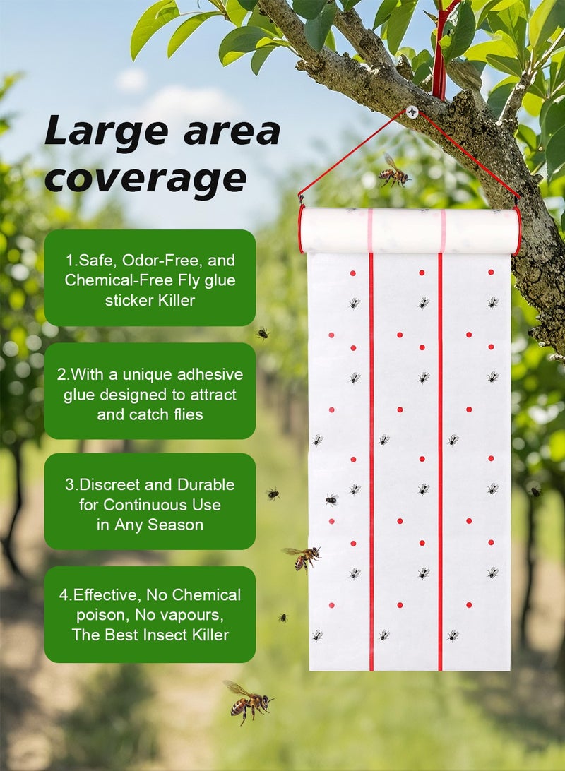 هومار كيت عبوة من قطعتين من لاصقات الغراء للحشرات الطائرة، حل صديق للبيئة لمكافحة الآفات للاستخدام الداخلي، شرائط ورقية لاصقة للذباب، ذبابة البعوض الفعالة، صائد ذباب الفاكهة، مجموعة مصيدة ذباب منزلية آمنة مع خطافات تعليق - Image 5