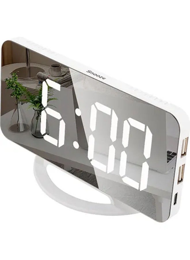 Arabest LED Mirror Table Digital Alarm Clock White 16cm  - Image 2
