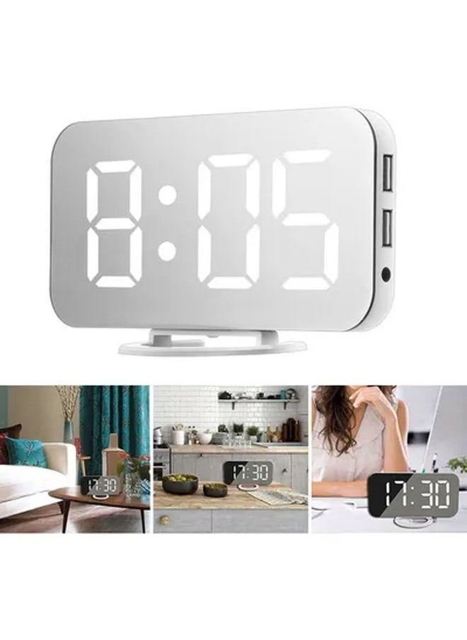 Arabest LED Mirror Table Digital Alarm Clock White 16cm  - Image 1