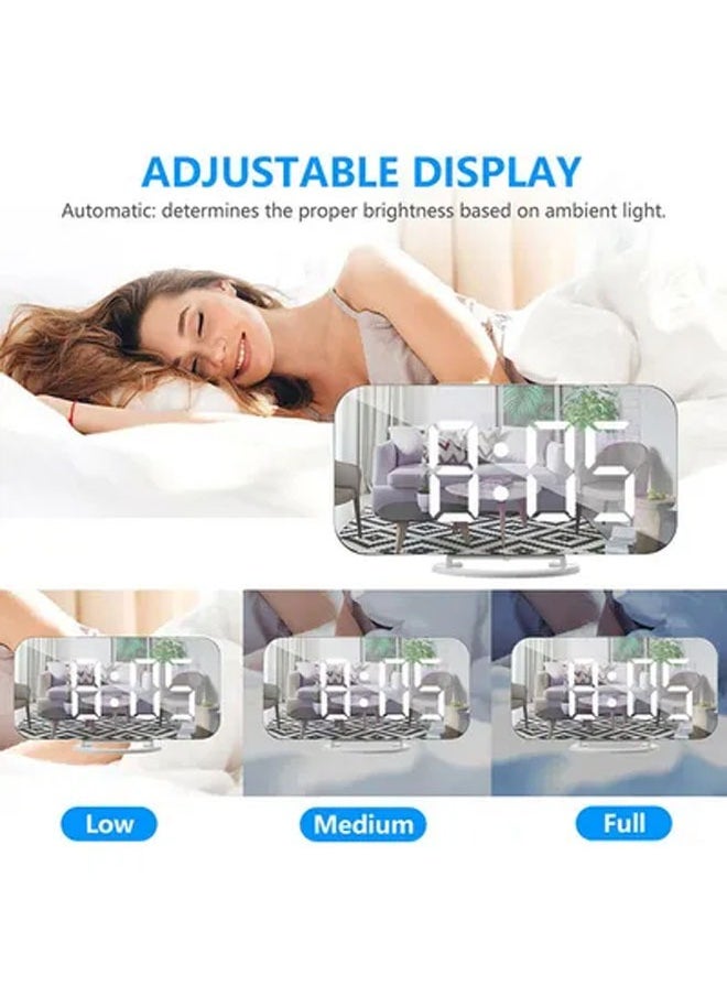 Arabest LED Mirror Table Digital Alarm Clock White 16cm  - Image 5