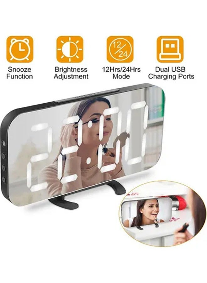 Arabest LED Mirror Table Digital Alarm Clock White 16cm  - Image 4