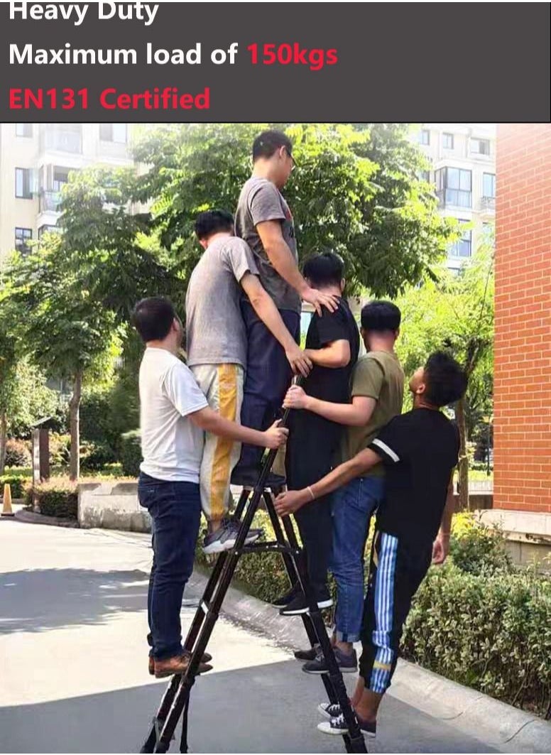 SUNRISE  6 Steps Telescoping Ladder A-Frame Aluminum Telescopic Ladder With 1-Button Retraction Portable Extension Ladder Adjustable Lightweight Folding Ladder For Home152kgs Capacity