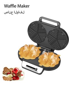 RAF Double Mini Heart Shaped Waffle Maker-Thin Waffle Iron With Nonstick Surface For Easy Cleaning R.557  - Image 1