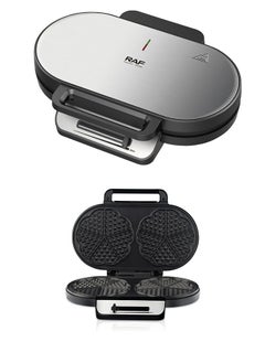 RAF Double Mini Heart Shaped Waffle Maker-Thin Waffle Iron With Nonstick Surface For Easy Cleaning R.557  - Image 2
