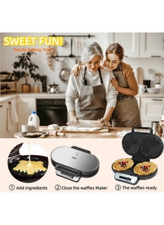 RAF Double Mini Heart Shaped Waffle Maker-Thin Waffle Iron With Nonstick Surface For Easy Cleaning R.557  - Image 4