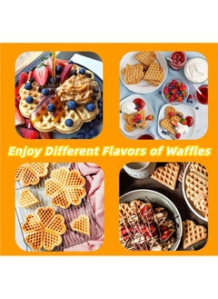 RAF Double Mini Heart Shaped Waffle Maker-Thin Waffle Iron With Nonstick Surface For Easy Cleaning R.557  - Image 5