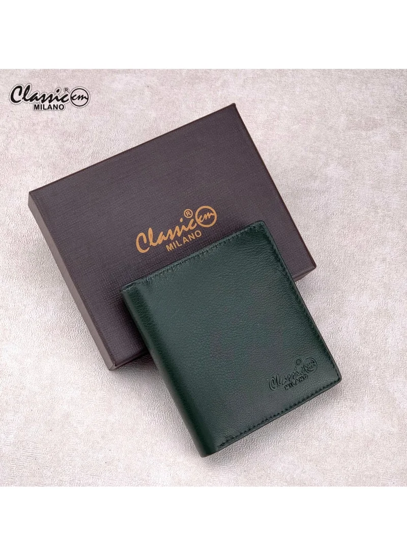 Classic Milano Green (GTF-05-EM) Classic Milano Men’s Wallet – Slim Bifold Leather Wallet for Men with RFID Blocking, Multiple Card Slots & Middle Zip – Stylish Mens Purse Wallets Gift for Husband, Father for Men | Best Price UAE