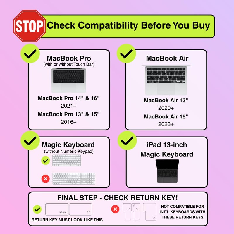 TIPPY TYPE Raised Keyboard Cover for Long Nails - Fits MacBook Pro & Air, iPad 13", & Magic Keyboard (No Numpad) -Silicone -The Original -Comfortable Typing, Quiet, Nail Protection (Cotton Candy Pink) - Image 2