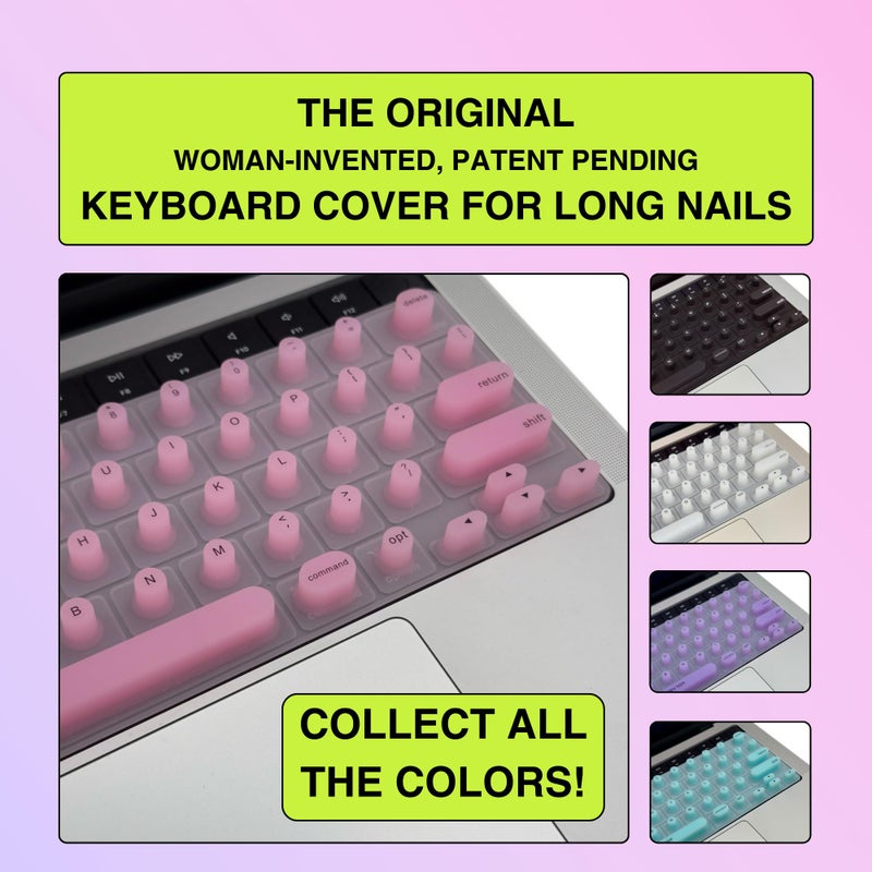 TIPPY TYPE Raised Keyboard Cover for Long Nails - Fits MacBook Pro & Air, iPad 13", & Magic Keyboard (No Numpad) -Silicone -The Original -Comfortable Typing, Quiet, Nail Protection (Cotton Candy Pink) - Image 5