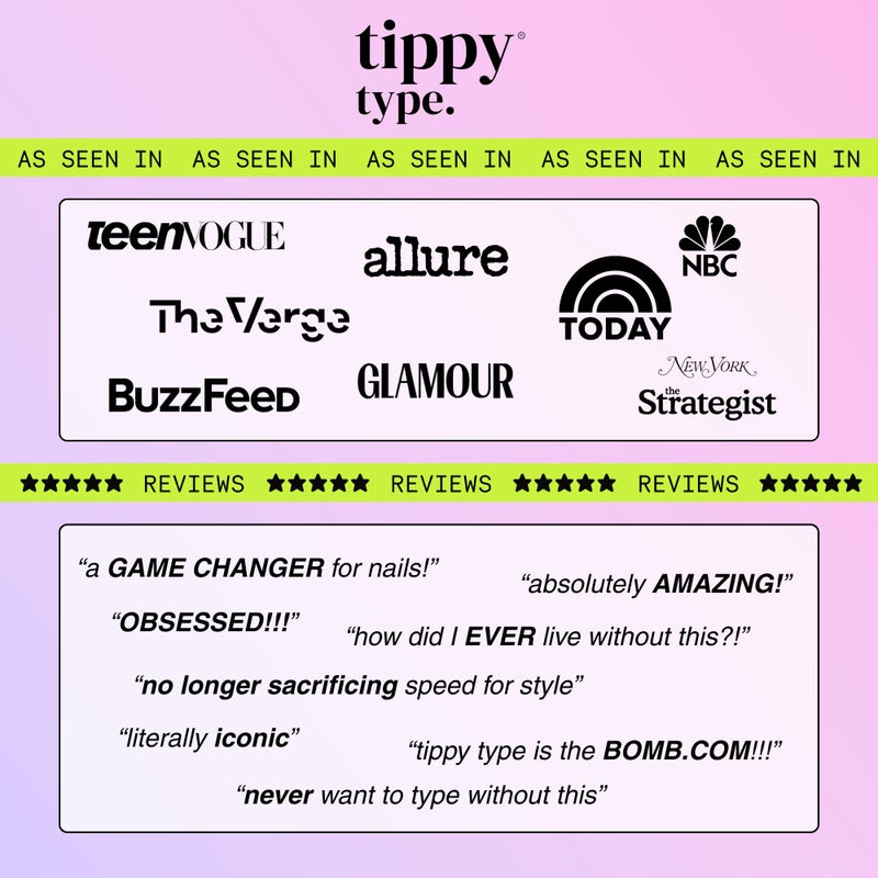 TIPPY TYPE Raised Keyboard Cover for Long Nails - Fits MacBook Pro & Air, iPad 13", & Magic Keyboard (No Numpad) -Silicone -The Original -Comfortable Typing, Quiet, Nail Protection (Cotton Candy Pink) - Image 3