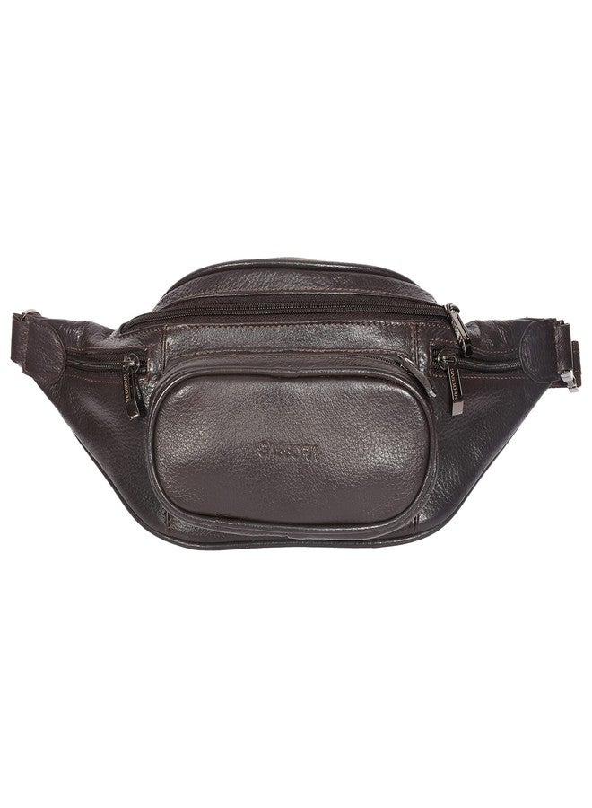 Sassora Genuine Premium Leather Medium Unisex Belt Bag (Brown) - Image 1
