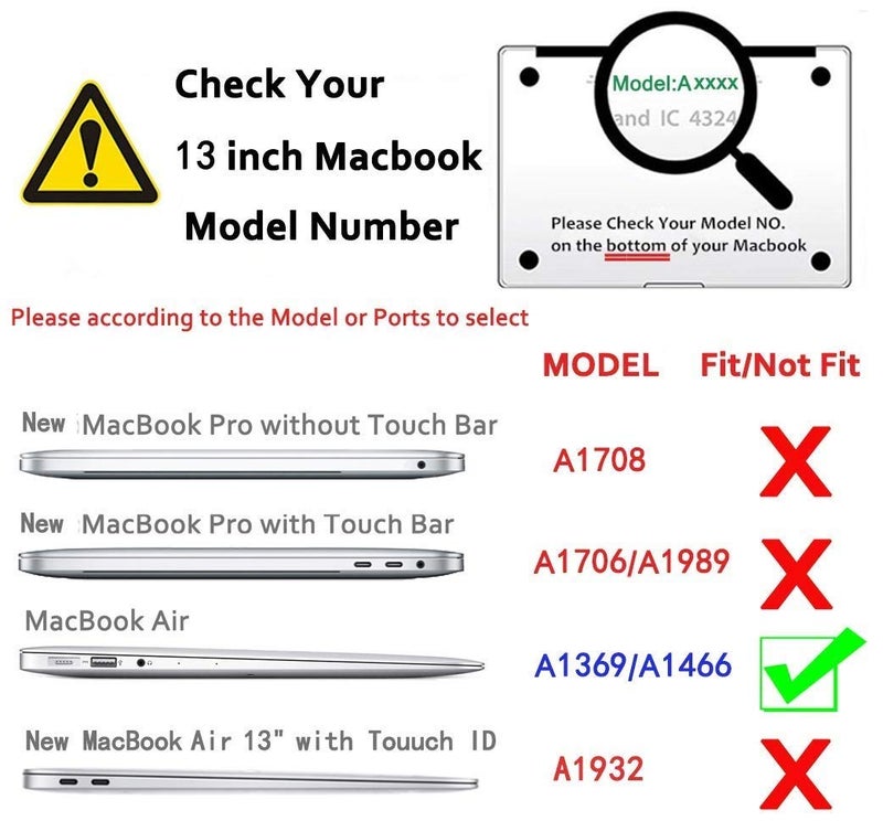 Moca غطاء صلب لجهاز ماك بوك إير القديم 13 بوصة A1466 A1369 (إصدار 2010-2017) غطاء شل لجهاز ماك بوك إير (شفاف) - Image 2