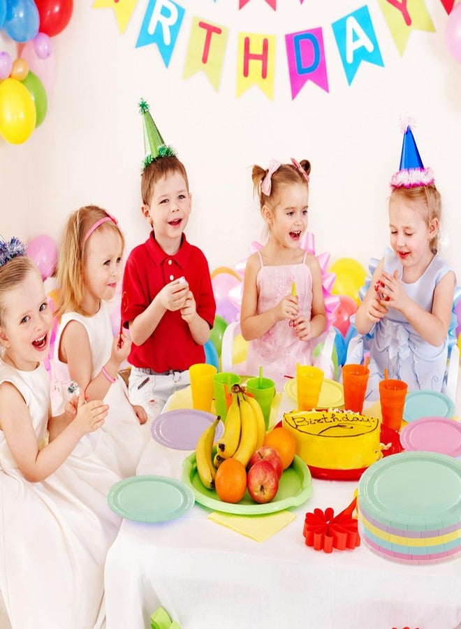 HiEnjoin 48PCS Pastel Muticolor Party Plates, Disposable Rainbow Salad Plate Party Supplies Dinnerware for Birthday, Dinner, Wedding - Image 2
