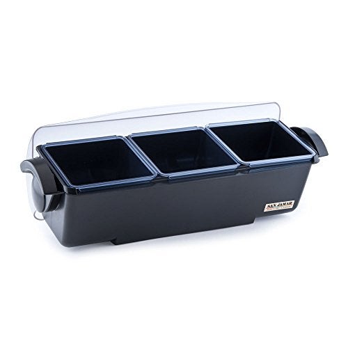 San Jamar Dome Condiment Center 3 Tray with Dome Lid for Kitchen, Bar, and Restaurants, Plastic, 12 Pint, Black - Image 5