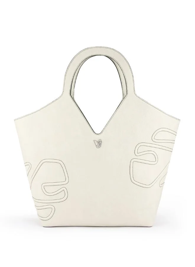 فيجانولوجي Maze Tote Bag in White Made from 18 Recycled Bottles