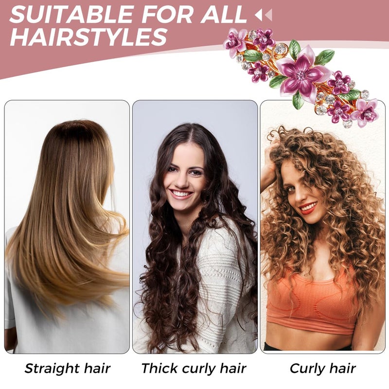 M'AYCREATE MAYCREATE® Barrette Hair Clips For Women, Luxurious Flower Spring Hair Clip, Stylish Metal Crystal Hair Barrettes Accessories Ponytail Holder For Daily, Mothers Day Gift,Multi - Image 4