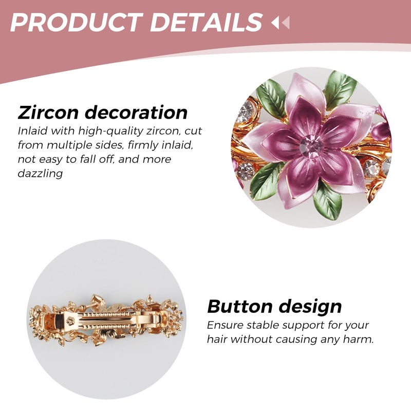 M'AYCREATE MAYCREATE® Barrette Hair Clips For Women, Luxurious Flower Spring Hair Clip, Stylish Metal Crystal Hair Barrettes Accessories Ponytail Holder For Daily, Mothers Day Gift,Multi - Image 3