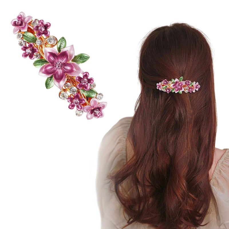 M'AYCREATE MAYCREATE® Barrette Hair Clips For Women, Luxurious Flower Spring Hair Clip, Stylish Metal Crystal Hair Barrettes Accessories Ponytail Holder For Daily, Mothers Day Gift,Multi - Image 1