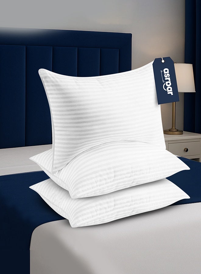 Asraar 3 Pieces | Hotel Quality Striped Microfiber Sleeping Pillow – Extra Soft – 1200g – 75×50 cm - Image 1