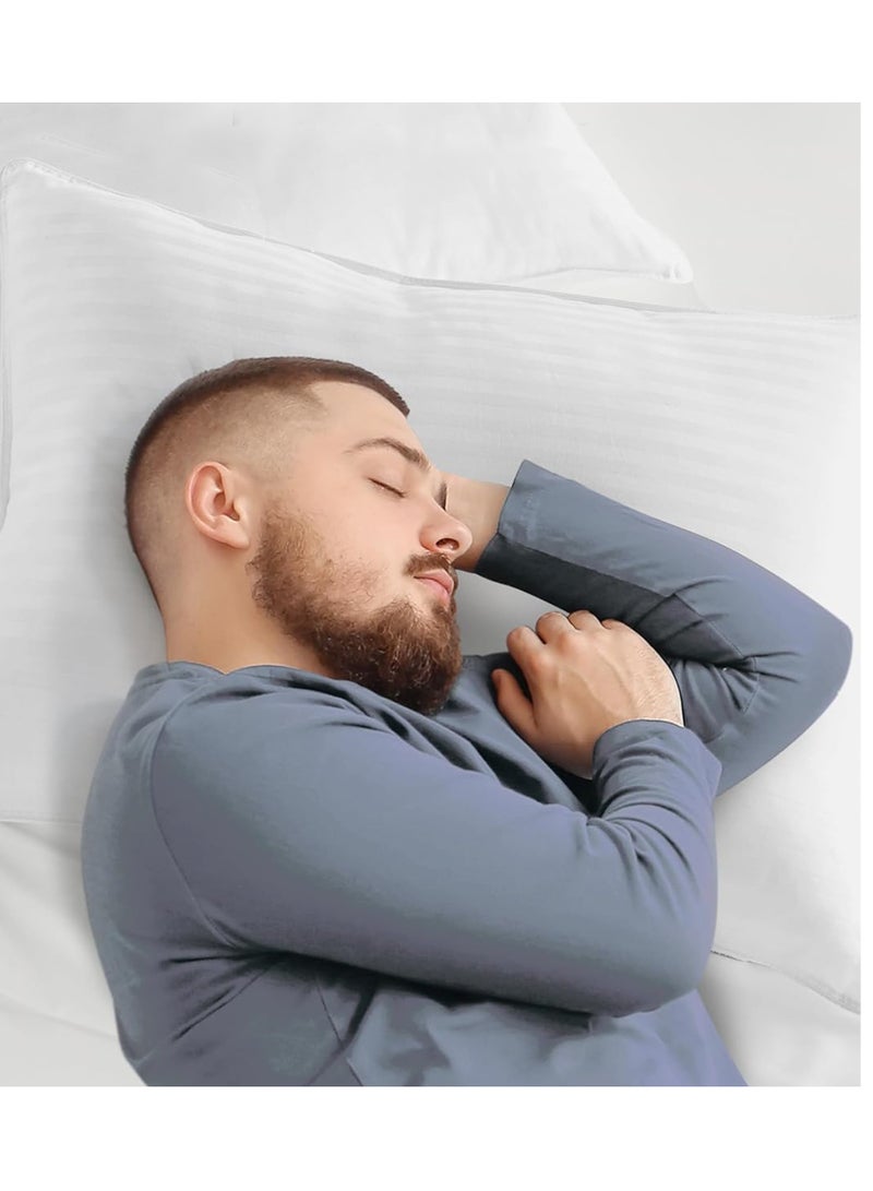 Asraar 3 Pieces | Hotel Quality Striped Microfiber Sleeping Pillow – Extra Soft – 1200g – 75×50 cm - Image 2