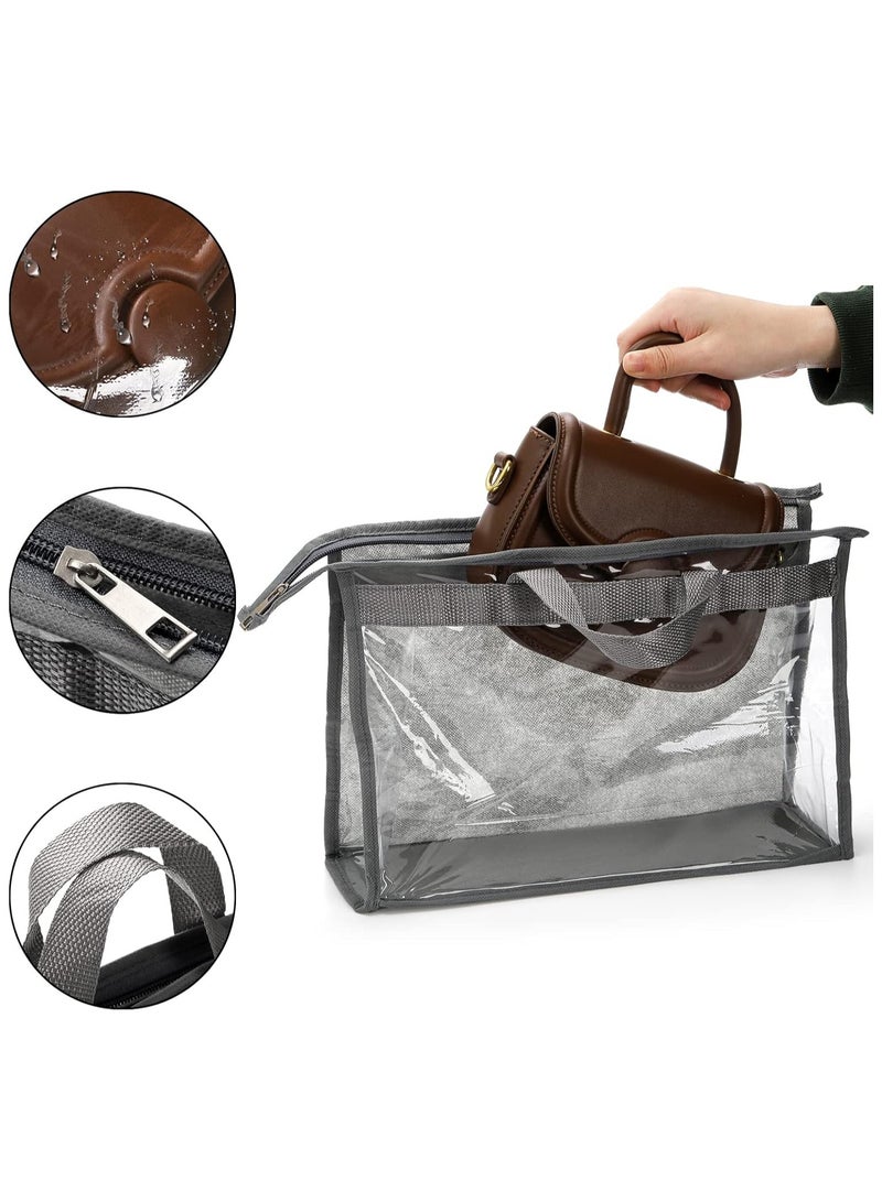 Jorunb 12 Pack Dust Bags for Handbags, Clear Handbag Storage Organizer for Closet, Purse Protector Storage Bag with Zipper and Handle, Hanging Dust Cover Bag for Handbags - Image 3