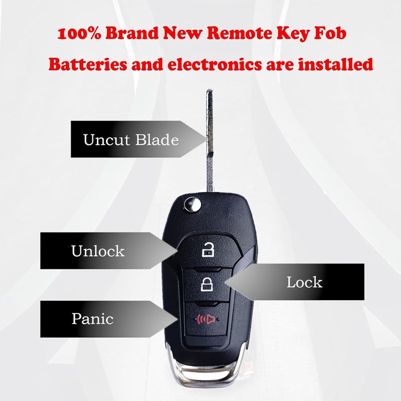 MechanMagic Flip Key Fob Replacement Compatible for Ford F-150 F-250 F-350 2015-2022 Explorer (2016-2022) F-350 F-450 Ranger Ecosport Bronco Ignition Key Keyless Entry Remote N5F-A08TAA - Image 5