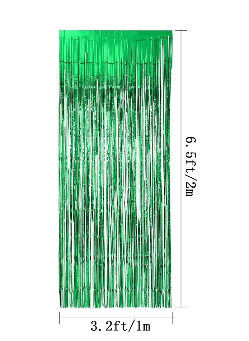 Najwa Pack of 3 Foil Fringe Curtains Backdrop Party a, Metallic Tinsel Curtain Photo Backdrop for Birthday Bachelorette Party Bridal Baby Shower Decorations(Green, 3.2ft x 6.5ft)  - Image 2