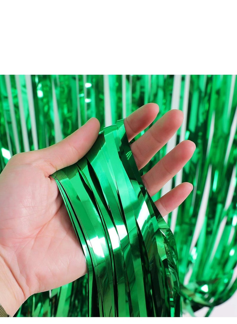 Najwa Pack of 3 Foil Fringe Curtains Backdrop Party a, Metallic Tinsel Curtain Photo Backdrop for Birthday Bachelorette Party Bridal Baby Shower Decorations(Green, 3.2ft x 6.5ft)  - Image 4