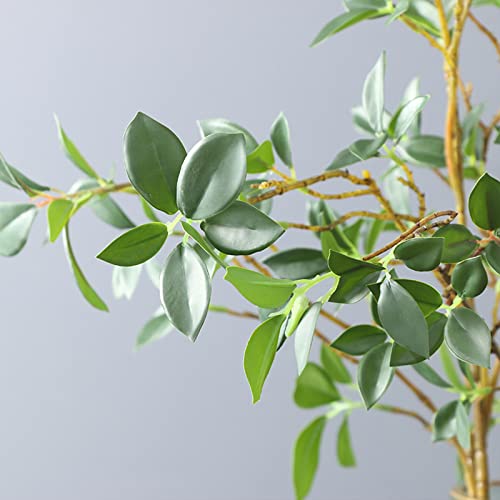 DULRLLY 3 Pcs Artificial Ficus Branches Leaf Spray, Faux Greenery Long Stems 28.7 Inch Tall Ficus Twig Fake Plastic Plant for Floral Arrangements Home Office Decor Vase Filler - Image 5