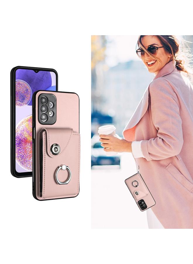 اس-توب جراب لهاتف Samsung Galaxy A13 4G مزود بحلقة وحقيبة بطاقات وحافظة هاتف من البولي يوريثان مع حبل - Image 5