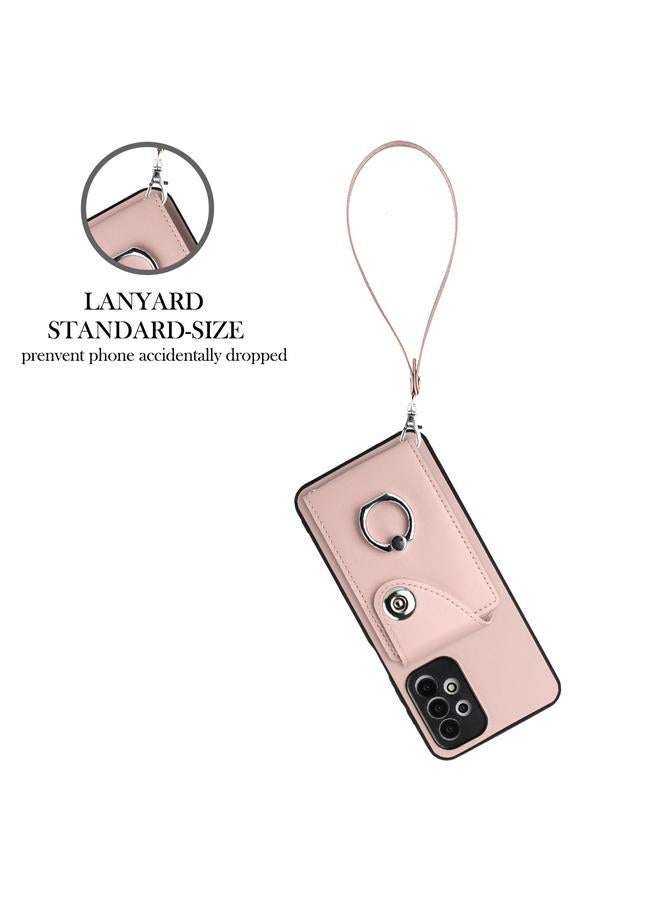 اس-توب جراب لهاتف Samsung Galaxy A13 4G مزود بحلقة وحقيبة بطاقات وحافظة هاتف من البولي يوريثان مع حبل - Image 3