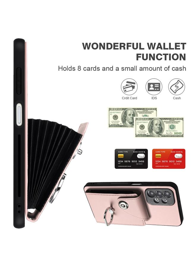 اس-توب جراب لهاتف Samsung Galaxy A13 4G مزود بحلقة وحقيبة بطاقات وحافظة هاتف من البولي يوريثان مع حبل - Image 4