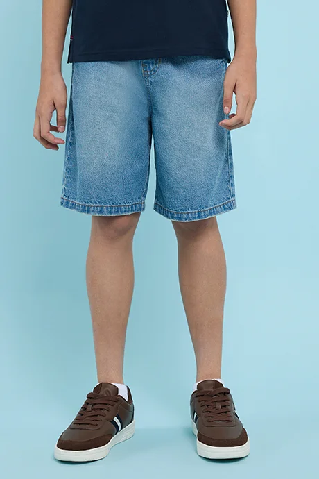 أر أند بي Faded Denim Shorts with Drawstring Waist