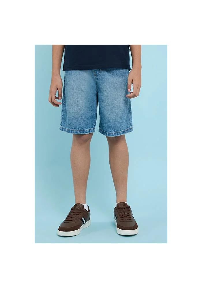 أر أند بي Faded Denim Shorts with Drawstring Waist