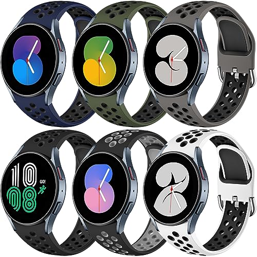 DAQIN 6 PACK No Gap Bands Only Compatible with Samsung Galaxy Watch 7/6/5/4 Band 40mm 44m/Watch 6 Classic 43mm 47mm/Galaxy Watch 5 Pro 45mm/4 Classic 42mm 46mm, 20mm Soft Silicone Sport Bands for Women Men - Image 1