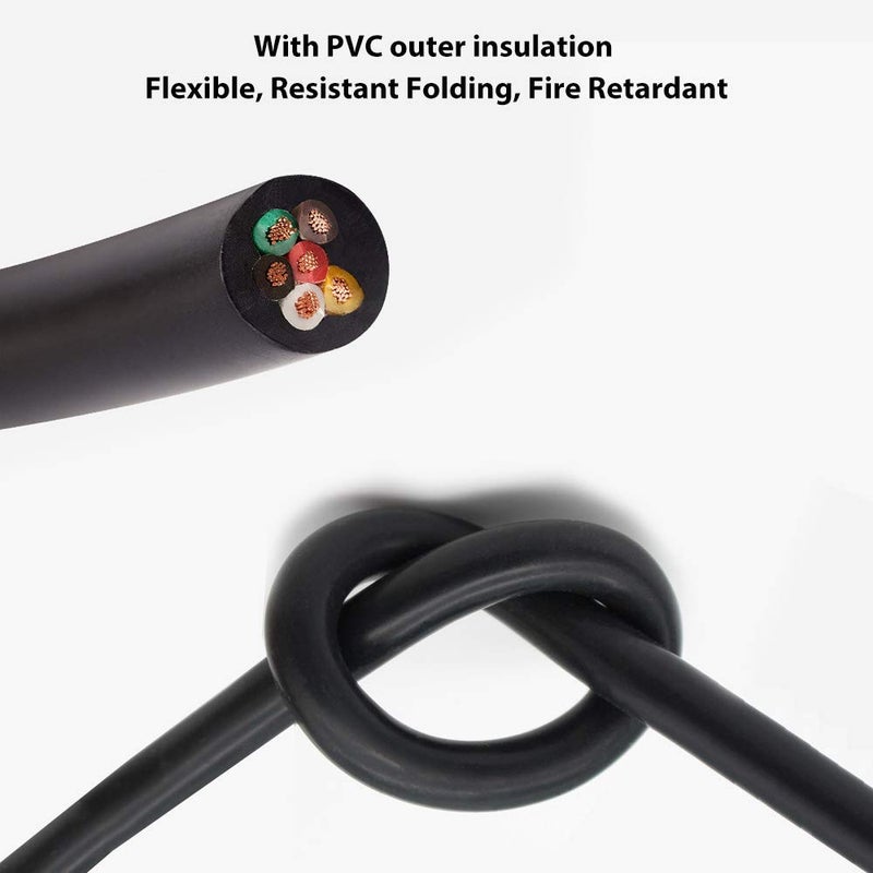 AMOCAM 100FT 22 AWG Gauge Wire/Cable RVV 6 Conductor Bare Copper Unshielded Cable Wire for Video Intercom/Video Door Phone/Alarm Security Burglar, Black Outer Jacket - Image 3