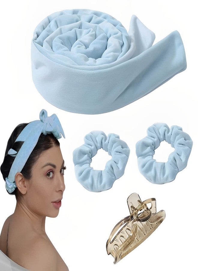 ماي كرييت أداة تجعيد الشعر بدون حرارة من MAYCREATE®، طوق رأس للشعر الطويل مع ربطة شعر ومشبك شعر، 61 بوصة، طوق رأس لتجعيد الشعر بدون حرارة، أزرق - Image 1