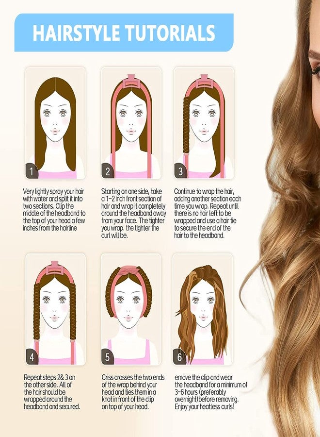 ماي كرييت أداة تجعيد الشعر بدون حرارة من MAYCREATE®، طوق رأس للشعر الطويل مع ربطة شعر ومشبك شعر، 61 بوصة، طوق رأس لتجعيد الشعر بدون حرارة، أزرق - Image 5