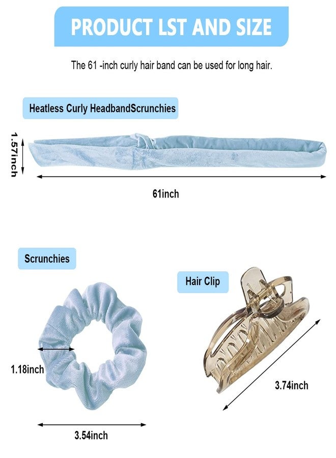 ماي كرييت أداة تجعيد الشعر بدون حرارة من MAYCREATE®، طوق رأس للشعر الطويل مع ربطة شعر ومشبك شعر، 61 بوصة، طوق رأس لتجعيد الشعر بدون حرارة، أزرق - Image 2