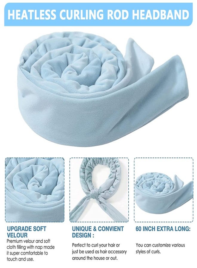 ماي كرييت أداة تجعيد الشعر بدون حرارة من MAYCREATE®، طوق رأس للشعر الطويل مع ربطة شعر ومشبك شعر، 61 بوصة، طوق رأس لتجعيد الشعر بدون حرارة، أزرق - Image 3