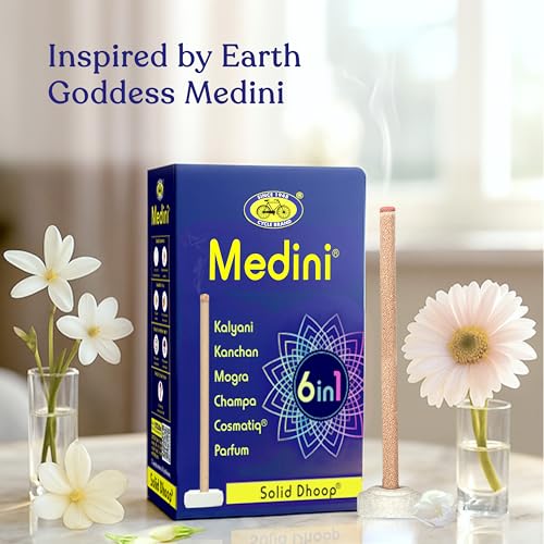 Cycle Pure Medini 6 in 1 Solid Dhoop – Charcoal-Free, Bambooless, Natural Fragrance – 60 Sticks with Free Holder Pack of 2 - Image 3
