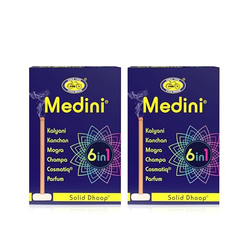 Cycle Pure Medini 6 in 1 Solid Dhoop – Charcoal-Free, Bambooless, Natural Fragrance – 60 Sticks with Free Holder Pack of 2 - Image 1