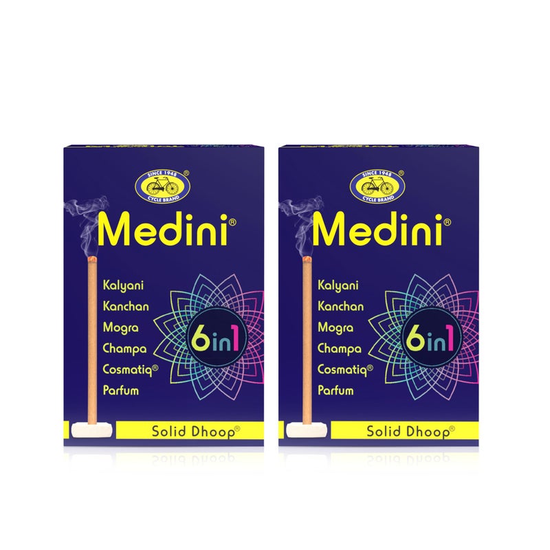 Cycle Pure Medini 6 in 1 Solid Dhoop – Charcoal-Free, Bambooless, Natural Fragrance – 60 Sticks with Free Holder Pack of 2 - Image 5