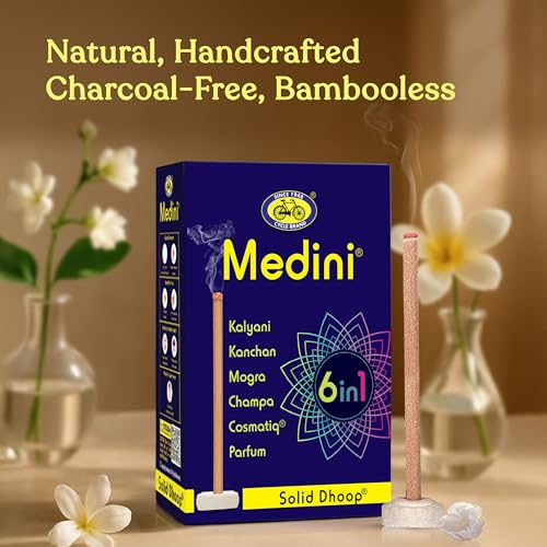 Cycle Pure Medini 6 in 1 Solid Dhoop – Charcoal-Free, Bambooless, Natural Fragrance – 60 Sticks with Free Holder Pack of 2 - Image 2