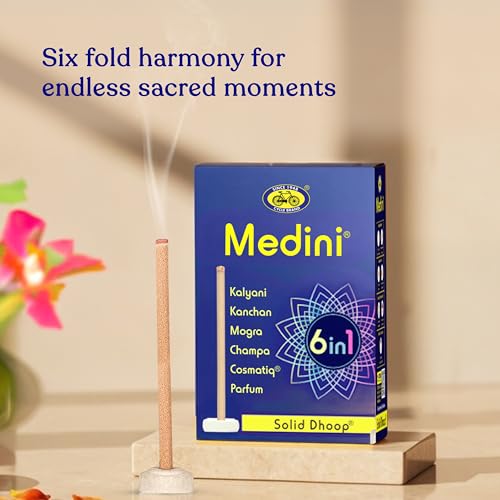 Cycle Pure Medini 6 in 1 Solid Dhoop – Charcoal-Free, Bambooless, Natural Fragrance – 60 Sticks with Free Holder Pack of 2 - Image 4