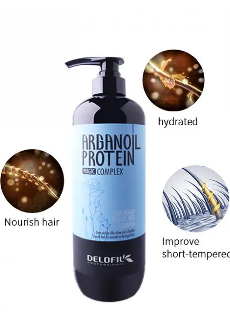 DELOFIL Argan Oil Protein Shampoo, Sulfate-Free & Paraben-Free for Intensive Hair Repair & Moisture - 500ml. - Image 1