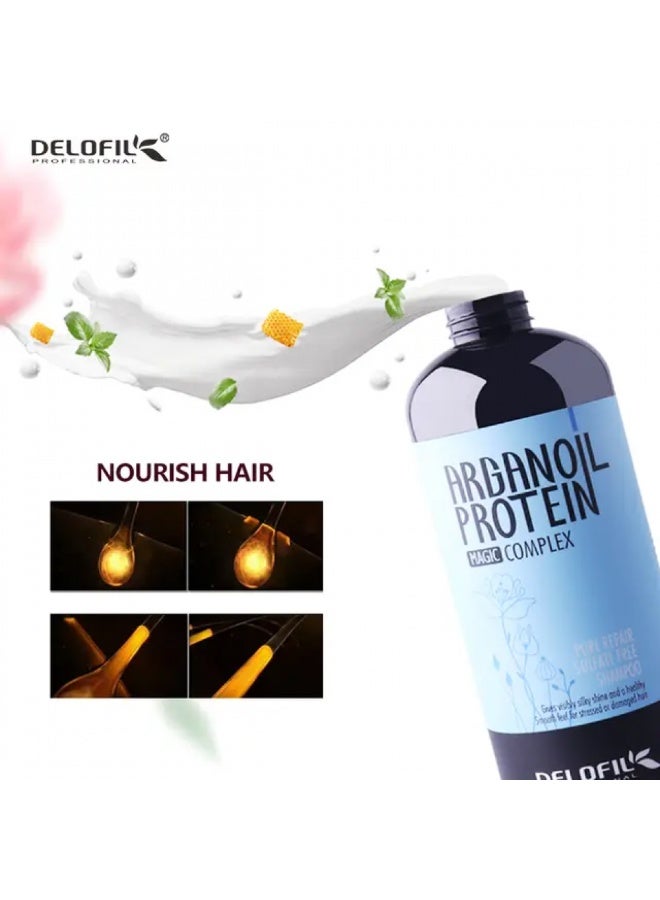 DELOFIL Argan Oil Protein Shampoo, Sulfate-Free & Paraben-Free for Intensive Hair Repair & Moisture - 500ml. - Image 5